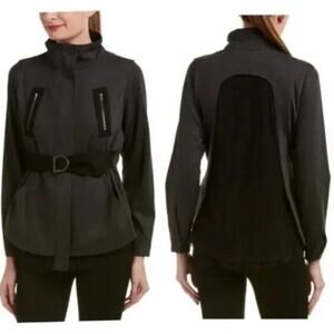 CAbi LOVE, CAROL Jacket Modern Mesh #3184 Back Black Gray Ponte Knit - Small